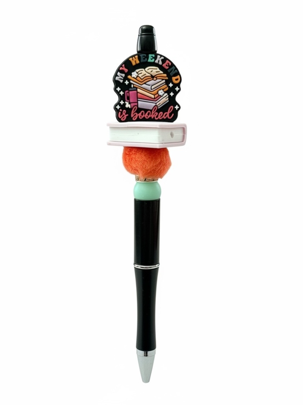 Hand Beaded Pen My Weekend Is Booked Reader Book Lover Gift Black Ink
